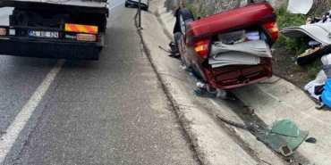 D-650’de takla atan otomobilden yara almadan kurtuldu