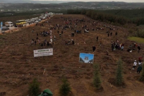 Minik elleriyle fidanları toprakla buluşturdular