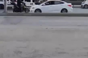 E-5’e ters istikametten giren kadın ortalığı birbirine kattı; o anlar kamerada