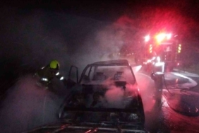 Susurluk’ta park halindeki araçta yangın çıktı