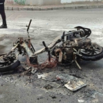 Bahçelievler’de motosiklet alev alev yandı