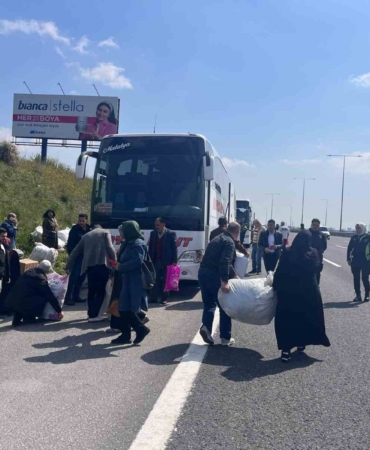Kuzey Marmara Otoyolu’nda yolcu otobüsünde yangın