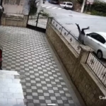 İlginç kaza: Otomobile çarptıktan sonra kaçtı