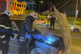 Çorlu’da araç yangını