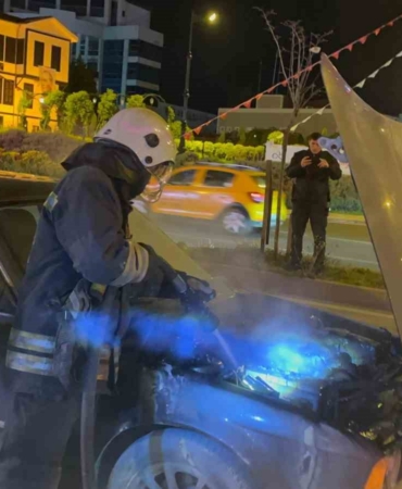 Çorlu’da araç yangını