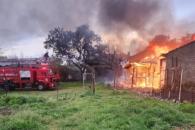 Edirne’de arı kovanlarının bulunduğu depo alev alev yandı