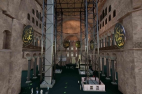 Ayasofya’nın ana kubbesinde tarihi restorasyon