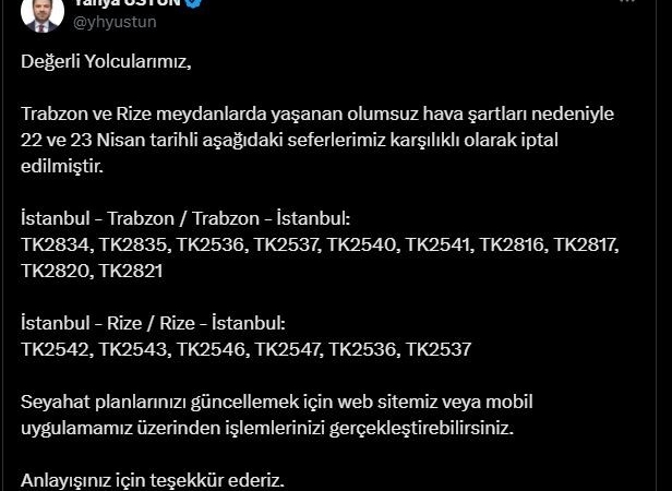 THY’de sefer iptalleri