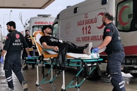 Kontrolden çıkan kamyonet direği devirdi