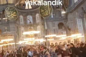 Ayasofya’da deprem paniği kamerada