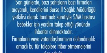 Bursa İl Sağlık Müdürlüğü’nden dolandırıcılık uyarısı