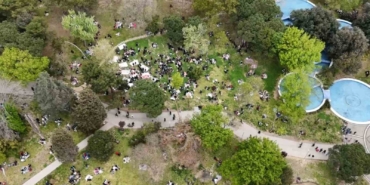 Depremin ardından Şişli Maçka Parkı’ndaki yoğunluk havadan görüntülendi