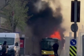 Ümraniye’de İETT otobüsü yandı