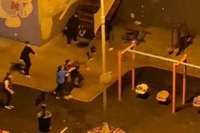 Çocuk parkında tekmeli yumruklu kavga kamerada