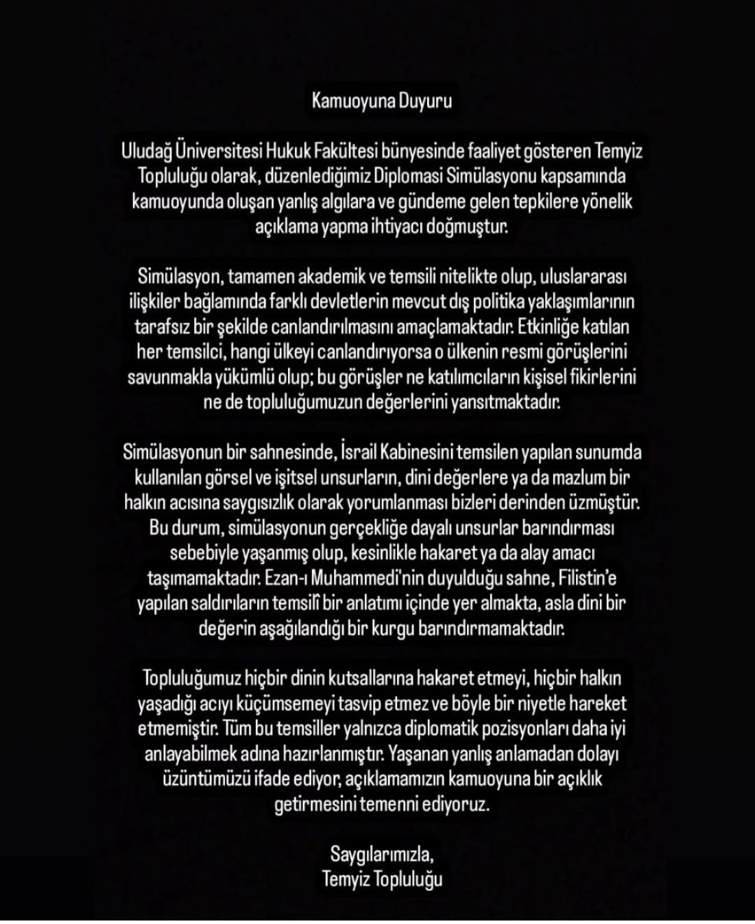 Uludağ Üniversitesi’nden ’ezan ve Filistin’ açıklaması