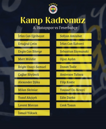 Fenerbahçe’nin Hatayspor maçı kamp kadrosu açıklandı