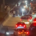 Asker konvoyundaki şahısların kavgası kamerada