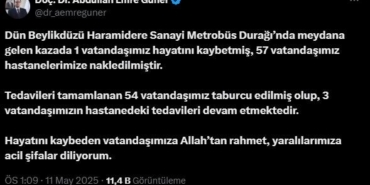 İl Sağlık Müdürü Güner: "Metrobüs kazasında 1 vatandaşımız hayatını kaybetti, 57 vatandaşımız yaralandı"
