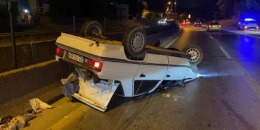 Kartal’da kontrolden çıkan otomobil takla attı: 2 yaralı
