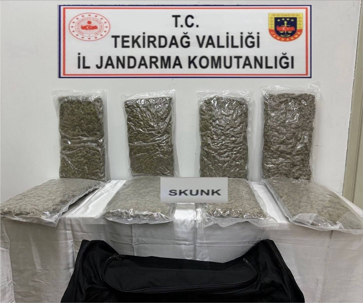 Tekirdağ’da otoyol gişelerinde 12 kilogram skunk ele geçirilmesine ilişkin 1 kişi tutuklandı