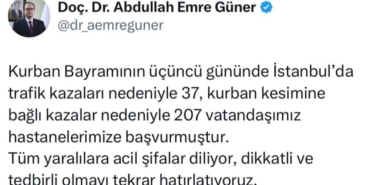 İstanbul’da bayramın 3’üncü gününde 244 kişi hastaneye başvurdu