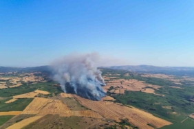 İzmir otoyolunun yanı başındaki yangına 3 helikopter müdahale etti