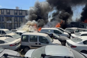Yediemin otoparkında 10 araç alevlere teslim oldu