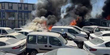 Yediemin otoparkında 10 araç alevlere teslim oldu