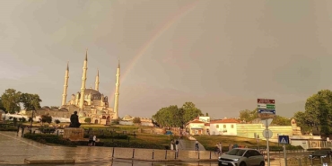 Edirne’de yağmur sonrası gökkuşağı şöleni