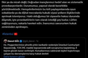 İstanbul Valisi Gül: "Kutsallarımıza saldırarak toplumu provoke etmeye çalışan bu zihniyete karşı hukuk devleti gereğini yapmaktadır"