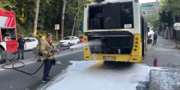 Sarıyer’de otobüste çıkan yangın söndürüldü