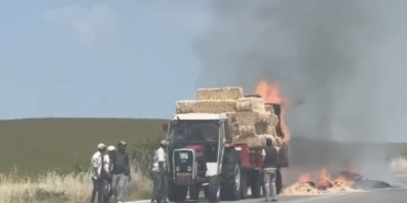 Edirne’de balya yüklü römorkta yangın çıktı