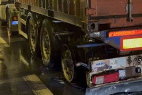 TEM’de seyir halinde olan tırın lastikleri alev aldı