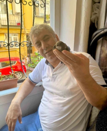 Beyoğlu’nda 6 yıl önce tedavisini yaptığı ebabil kuşu yeniden penceresine kondu