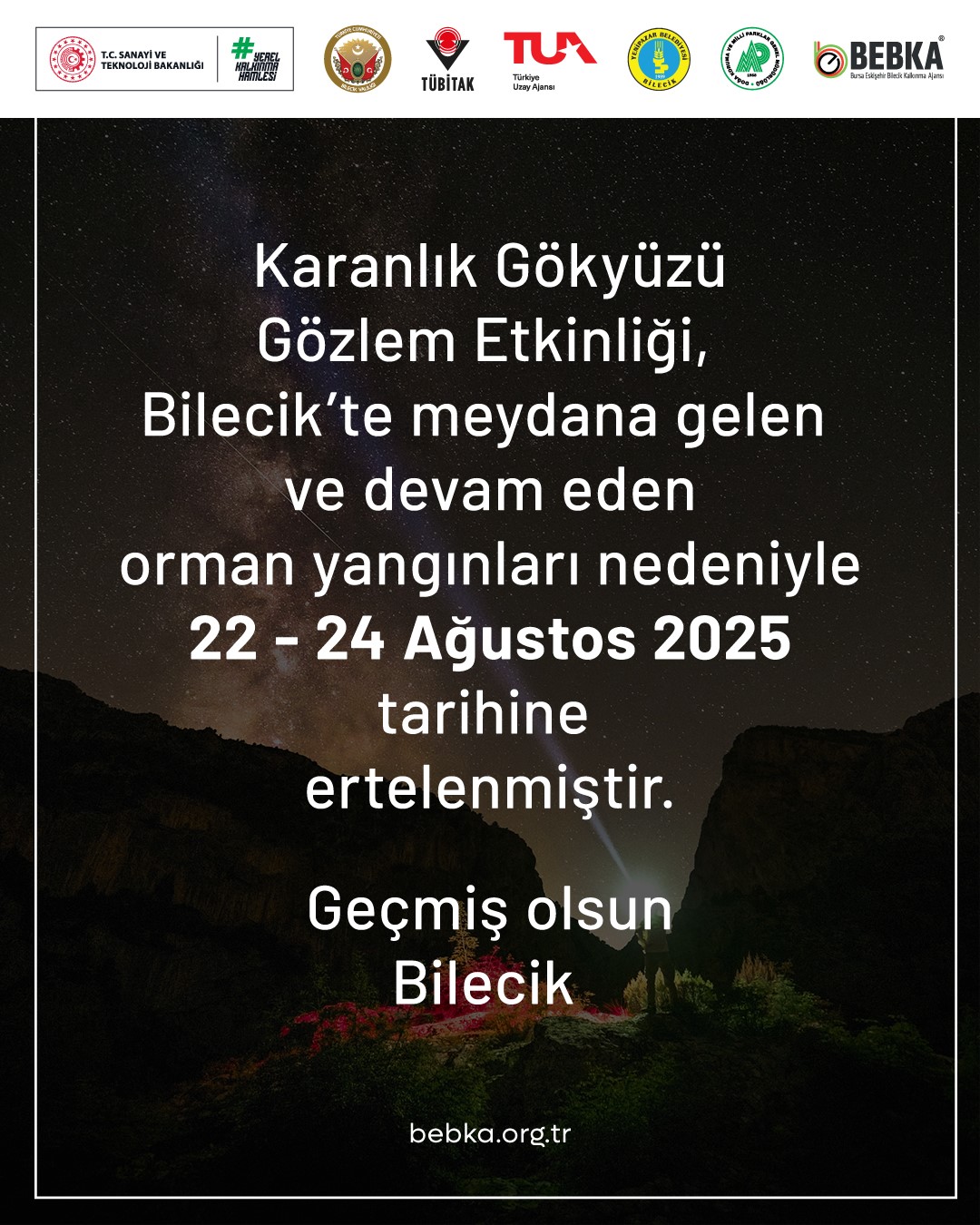 Harmankaya Kanyonu Karanlık Gökyüzü Gözlem etkinliği ertelendi