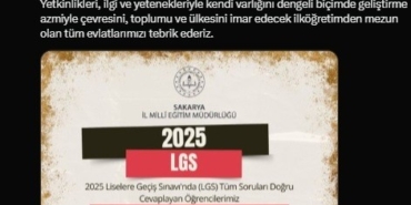 Sakarya’da 7 öğrenci 500 tam puan alarak LGS’de Türkiye birincisi oldu