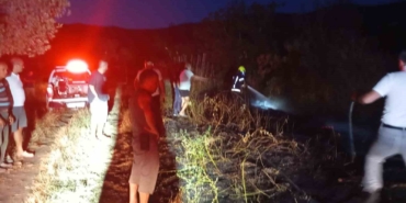 Erdek’te böğürtlenlik alanda çıkan yangın söndürüldü