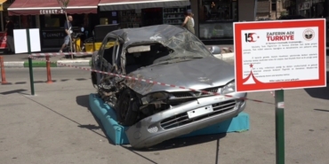 15 Temmuz gecesi tankın ezdiği otomobil Kırklareli’nde sergileniyor