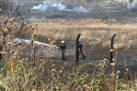 Bahçeşehir’de otluk alan alev alev yandı, yol trafiğe kapatıldı
