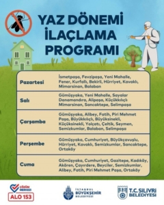 Silivri Belediyesi ilaçlama çalışmalarını sürdürüyor