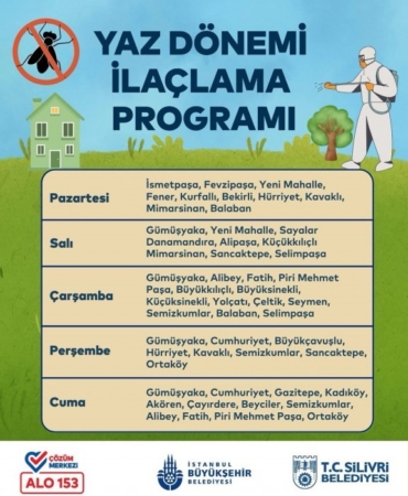 Silivri Belediyesi ilaçlama çalışmalarını sürdürüyor
