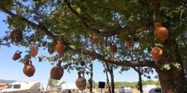 Ağaçlar, çaput yerine çömlekle süslendi