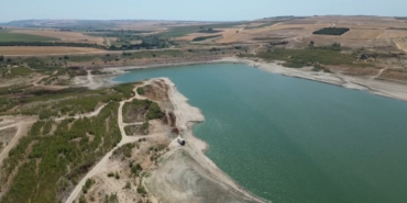 Tekirdağ’da kuruyan Türkmenli Gölet’inde ağaçlar ortaya çıktı