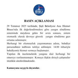 Şişli Kaymakamlığı Tapu Müdürlüğü’nde çıkan yangınla ilgili belediyeden açıklama