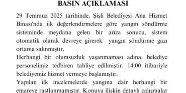 Şişli Kaymakamlığı Tapu Müdürlüğü’nde çıkan yangınla ilgili belediyeden açıklama