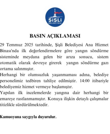 Şişli Kaymakamlığı Tapu Müdürlüğü’nde çıkan yangınla ilgili belediyeden açıklama