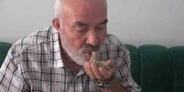Ölmek üzereyken bulduğu kuşu ağzıyla besliyor