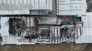 Arnavutköy’de yanan fabrika havadan görüntülendi