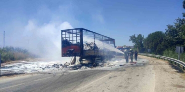 Tır alevlere teslim oldu