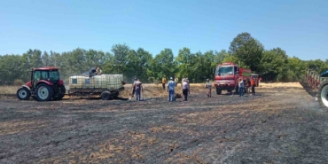 Buğday tarlasında çıkan yangında 10 dönümlük alan zarar gördü